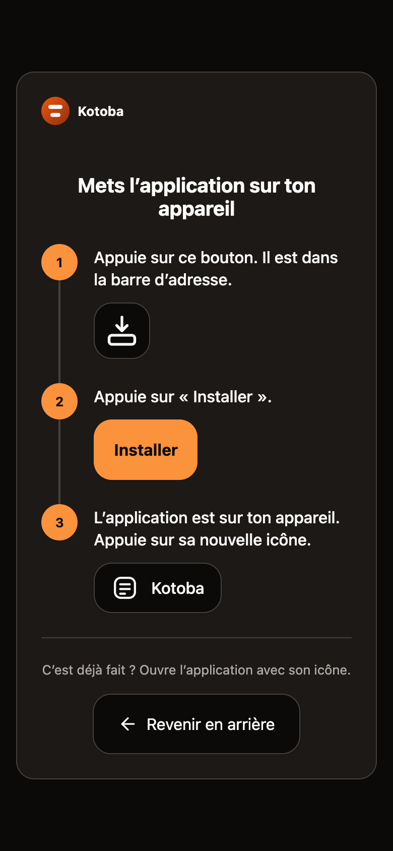 Les gestes d'installation